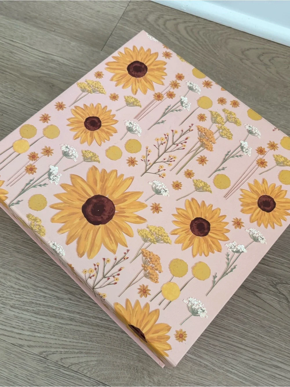 Pink Floral Sunflower Keepsake Storage Box